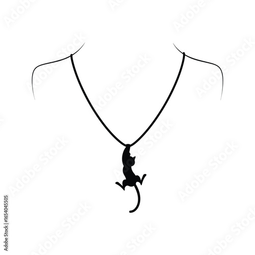 Elegant Black Cat Silhouette Pendant Necklace Minimalist Cat Jewelry Cute Pet Charm Necklace