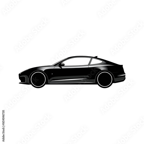 Sleek Black Coupe Side Profile Illustration