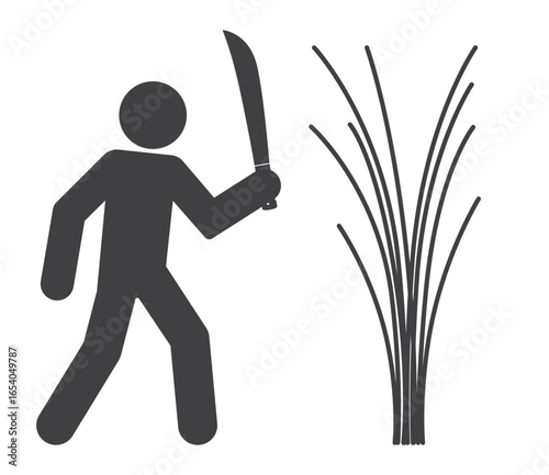 person with machete cut down bush icon