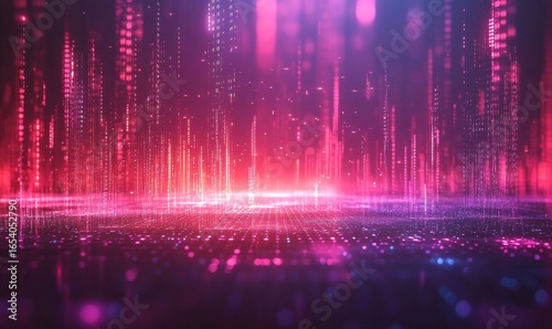 Abstract binary code background for hackathons or digital events, featuring falling zero numbers and matrix effects in a futuristic environment, Generative AI