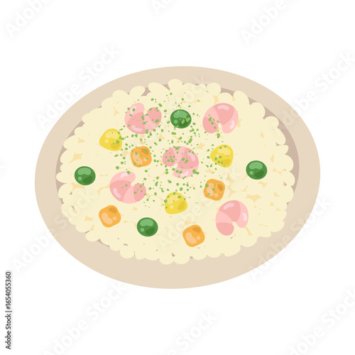 お皿に乗ったピラフ　イラスト