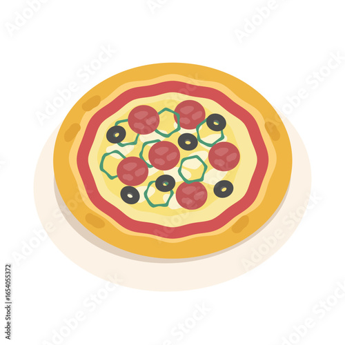 お皿に乗ったピザ　イラスト