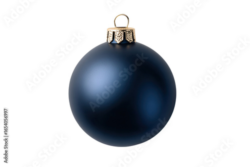 Dark navy blue Christmas ornament, spherical shape, gold-toned hanger