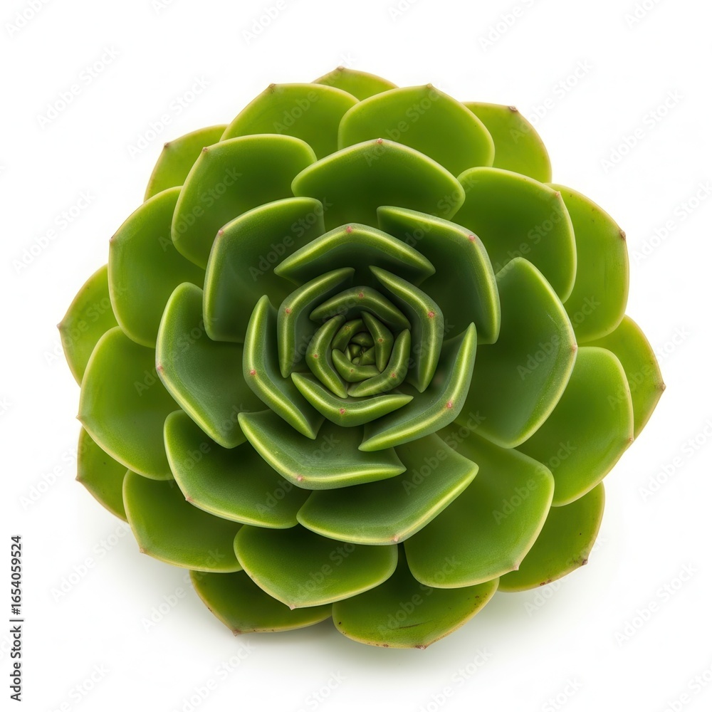 Obraz premium Beautiful green succulent rosette plant isolated on a white background, top view