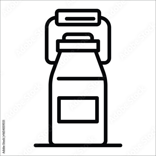 Outline of a bottle with a swingtop closure label and resting on a surface