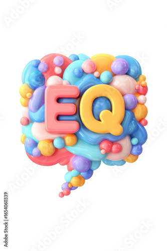 3d word EQ in speech bubble icon isolated on transparent background.