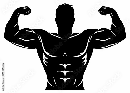 bodybuilder flexing silhouette
