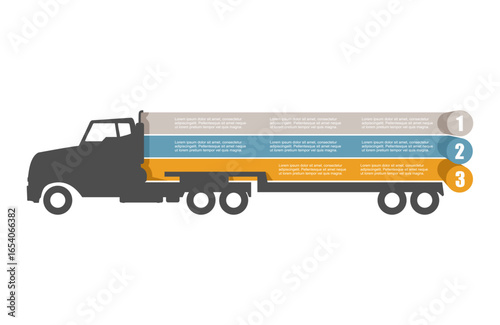 Truck icon with three features or option of project to select. Minimal infographic illustration for transportation and delivery information visualization.