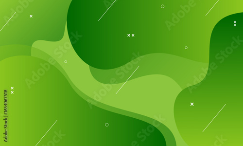 Abstract green waves background, gradient color background