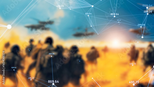 Battlefield and Communications Networks concept