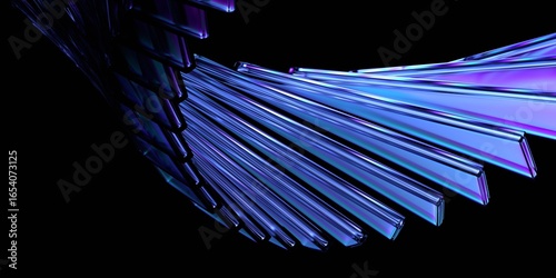 Abstract dark background, futuristic glass structure, 3d render