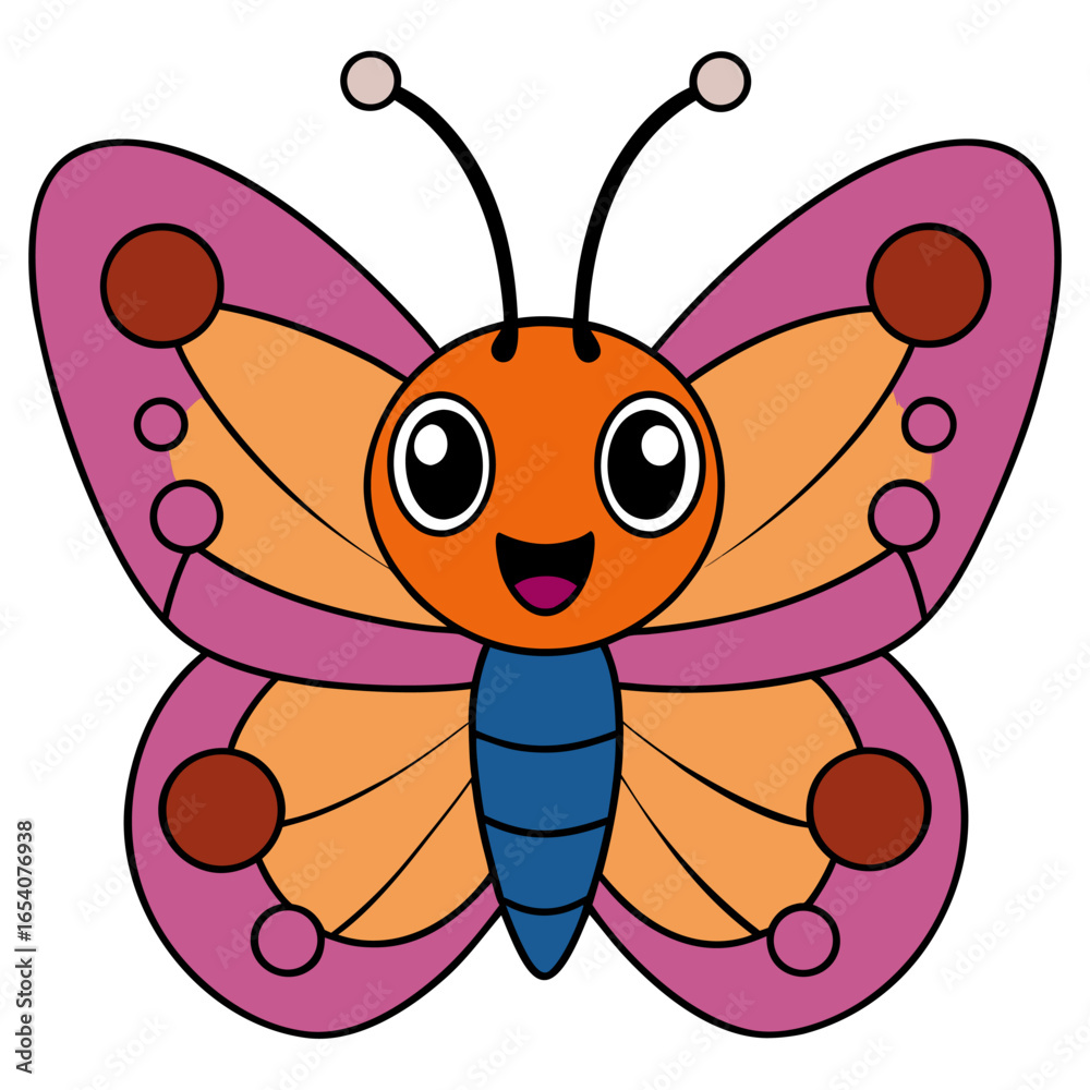 Obraz premium vector kawaii butterfly