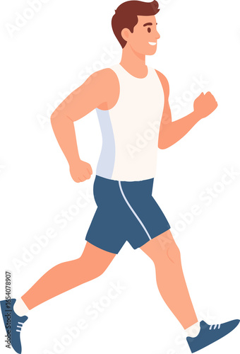 Runner figure in motion wearing short, dynamic fitness exercise silhouette