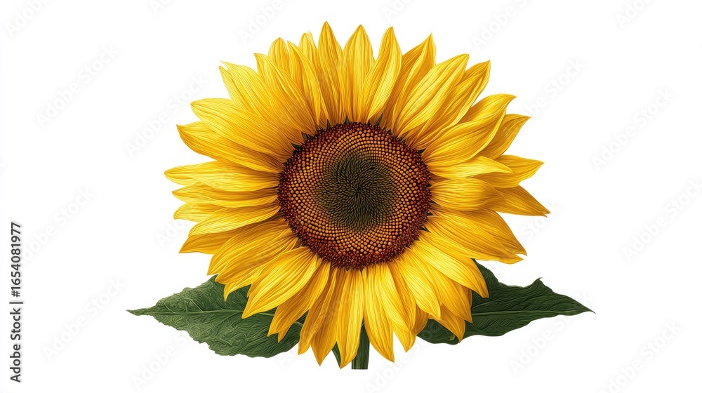 Fototapeta premium Detailed Pixelated Sunflower On White Background