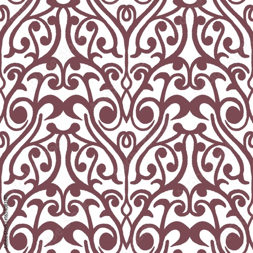 Seamless burgundy abstract ornamental pattern