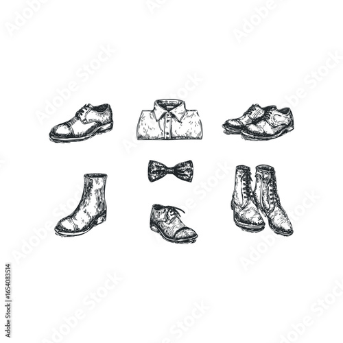 Sketch of Men's Formal Footwear and Clothing Accessories