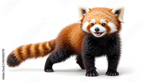 Adorable red panda smiles sweetly, perfect for educational materials and wildlife conservation campaigns