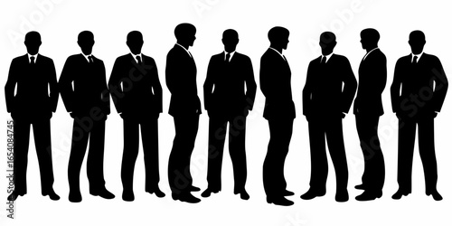 businessmen team lineup silhouette