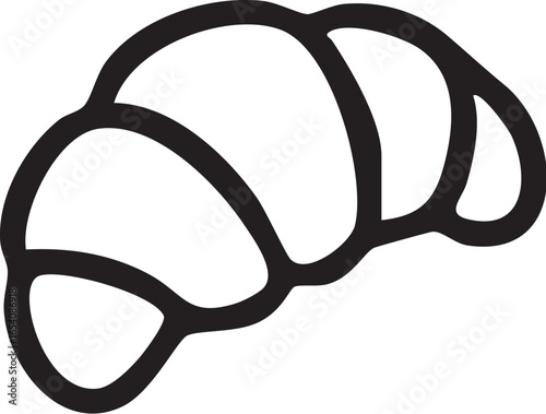 A simple black outline icon of a classic French croissant pastry for breakfast or a snack.