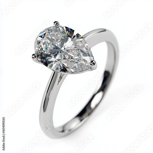 Platinum Ring with Pear-Shaped Diamond