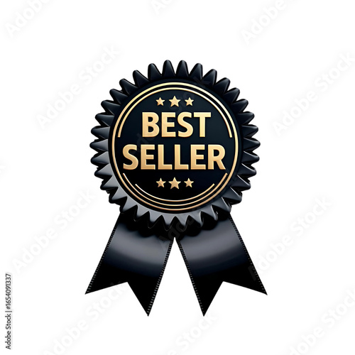 Award winning black and gold best seller badge signifies top quality and on transparent background