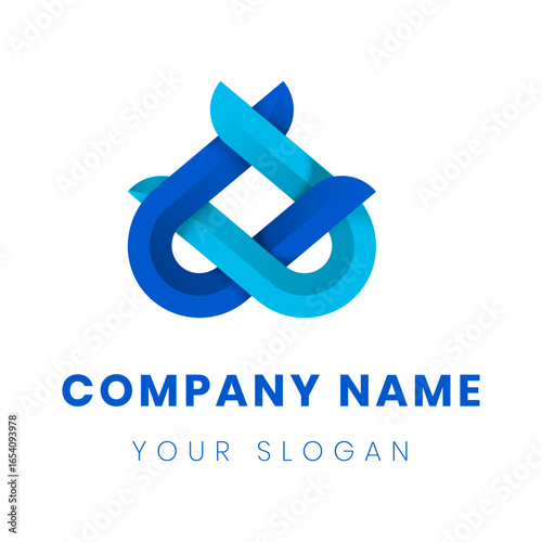 Abstract Blue Interlocking Loops Logo Design - Modern Business Symbol