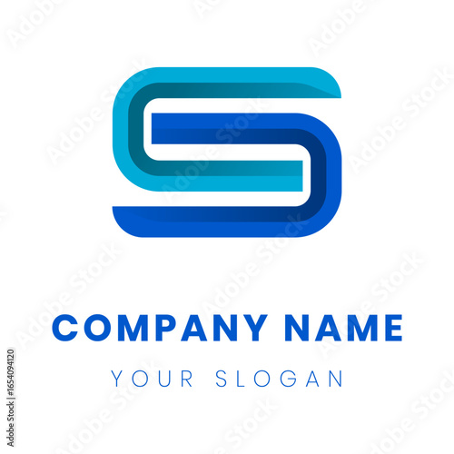 Abstract Blue 'S' Logo Design for Modern Companies and Innovative Brands