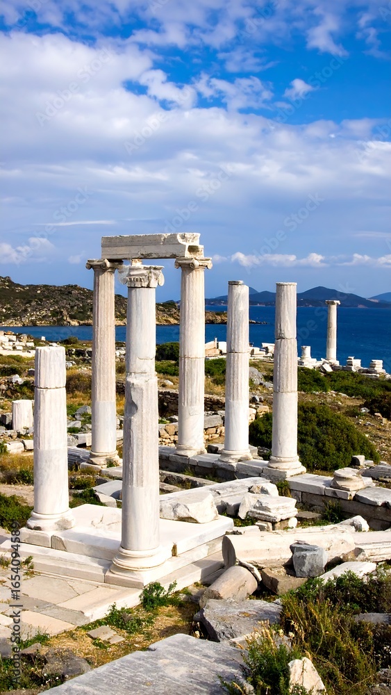Fototapeta premium Ancient ruins by the sea under a sunny sky