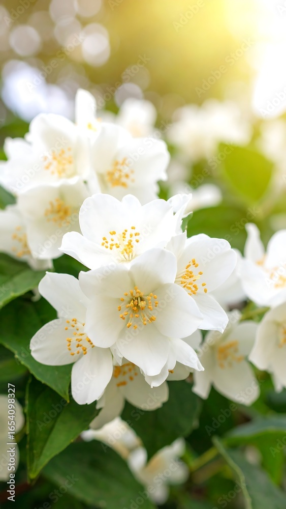 Fototapeta premium Close-up of white jasmine flowers