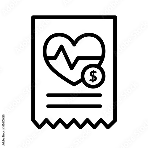 Medical bill, medical care bill - vector icon