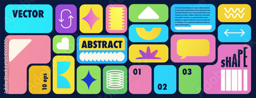 Bento grid abstract banner gradient minimal geometric modern frame. Metaball y2k pattern template for ui, website vector 10 eps