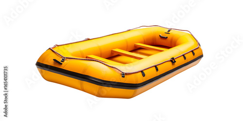 Yellow inflatable raft isolated on transparent background