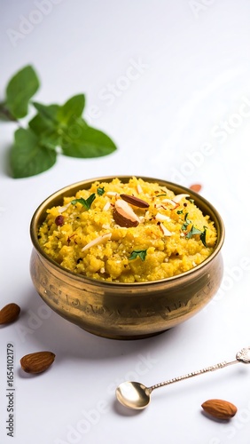 Creamy yellow dessert in a bowl