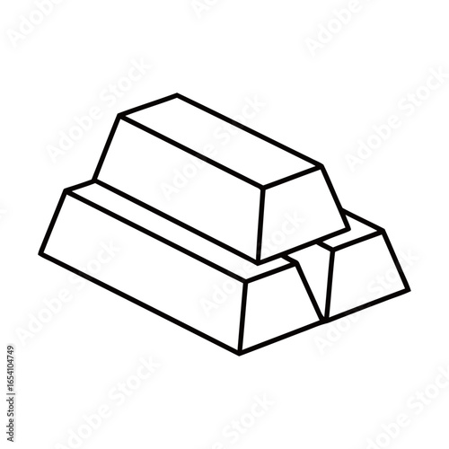 Black and white silhouette vector of gold bullion on white background