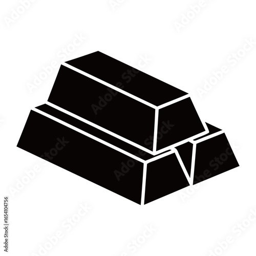 Black and white silhouette vector of gold bullion on white background
