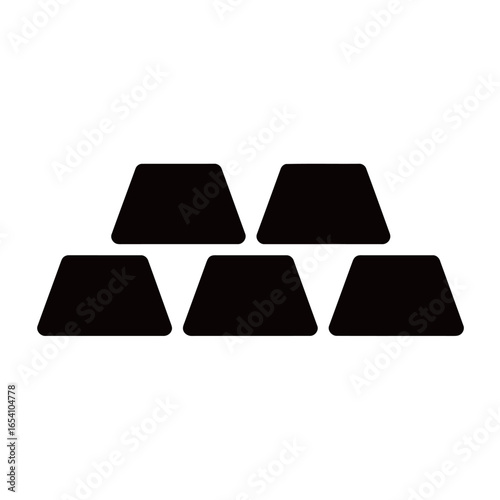 Black and white silhouette vector of gold bullion on white background