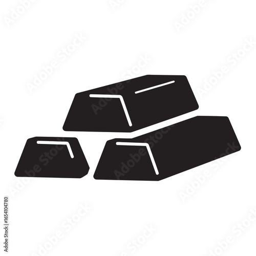 Black and white silhouette vector of gold bullion on white background