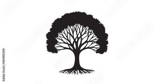 Simple elegant tree logo icon with circular branches and roots forming a natural organic symbol.