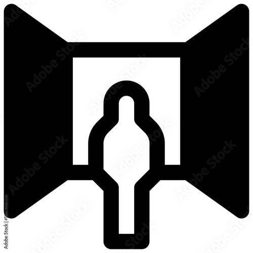 Fully artificial environment. Outlined stroke vector icon with black-filled details.