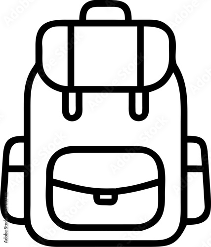 Illustration of a rugged functional backpack designed for outdoor adventures and travel showcasing its straps and compartments