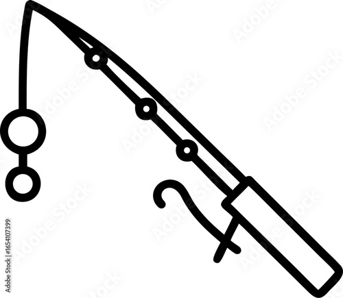 Classic fishing rod design with reel and handle for outdoor recreation and angling enthusiasts