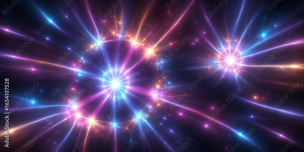 Naklejka premium Abstract Colorful Light Streaks Converging with a Cosmic Glow Effect