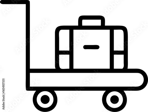 Modern luggage trolley with wheels and handle symbolizing travel and transportation at an airport terminal