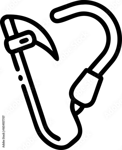Detailed illustration of essential rock climbing equipment including carabiners ropes harnesses and protective gear for outdoor adventures