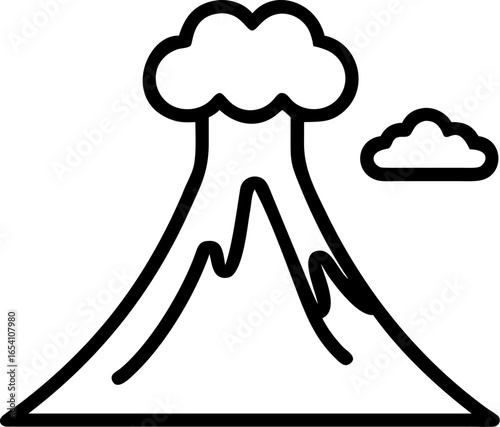 Dynamic illustration of a majestic volcano mountain erupting with smoke and lava suitable for nature and adventure themes