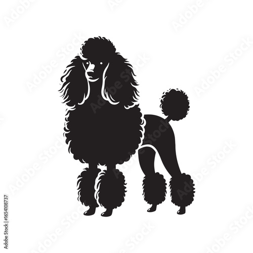 Elegant Poodle Dog Vector Silhouette Art, Stylish Pet Outline Design, Groomed Canine Shape, Decorative Graphic for Logo, Sticker, Print, Clipart, and Creative Digital Projects.
