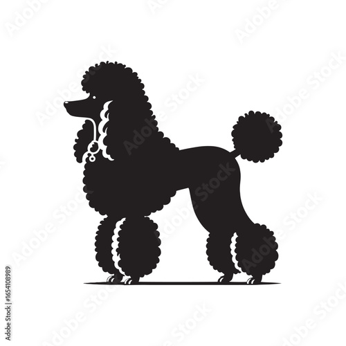 Elegant Poodle Dog Vector Silhouette Art, Stylish Pet Outline Design, Groomed Canine Shape, Decorative Graphic for Logo, Sticker, Print, Clipart, and Creative Digital Projects.
