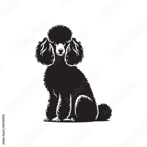 Elegant Poodle Dog Vector Silhouette Art, Stylish Pet Outline Design, Groomed Canine Shape, Decorative Graphic for Logo, Sticker, Print, Clipart, and Creative Digital Projects.

