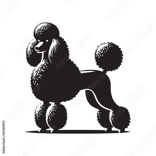 Elegant Poodle Dog Vector Silhouette Art, Stylish Pet Outline Design, Groomed Canine Shape, Decorative Graphic for Logo, Sticker, Print, Clipart, and Creative Digital Projects.
