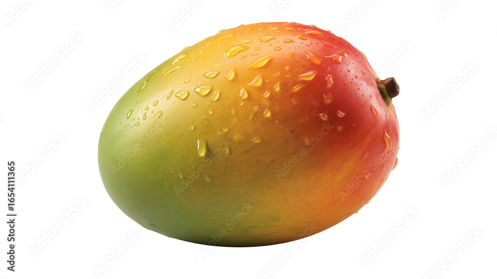 Fototapeta premium Fresh mango glistening with water droplets for vibrant ads
